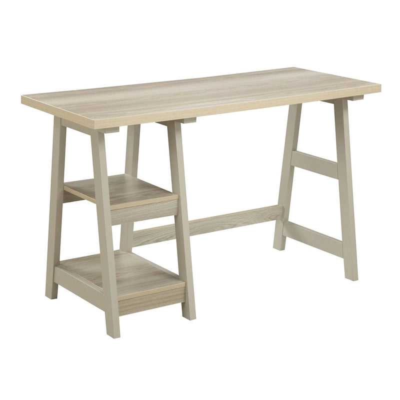 Bureau tréteaux avec 2 étagères ouvertes – Bureau d'ordinateur moderne pour la maison et les étudiants