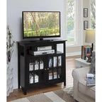 Meuble TV haut de 40 po avec armoires de rangement et portes en verre trempé