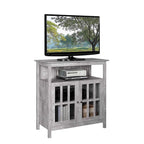 Meuble TV haut de 40 po avec armoires de rangement et portes en verre trempé