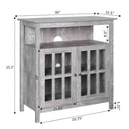 Meuble TV haut de 40 po avec armoires de rangement et portes en verre trempé