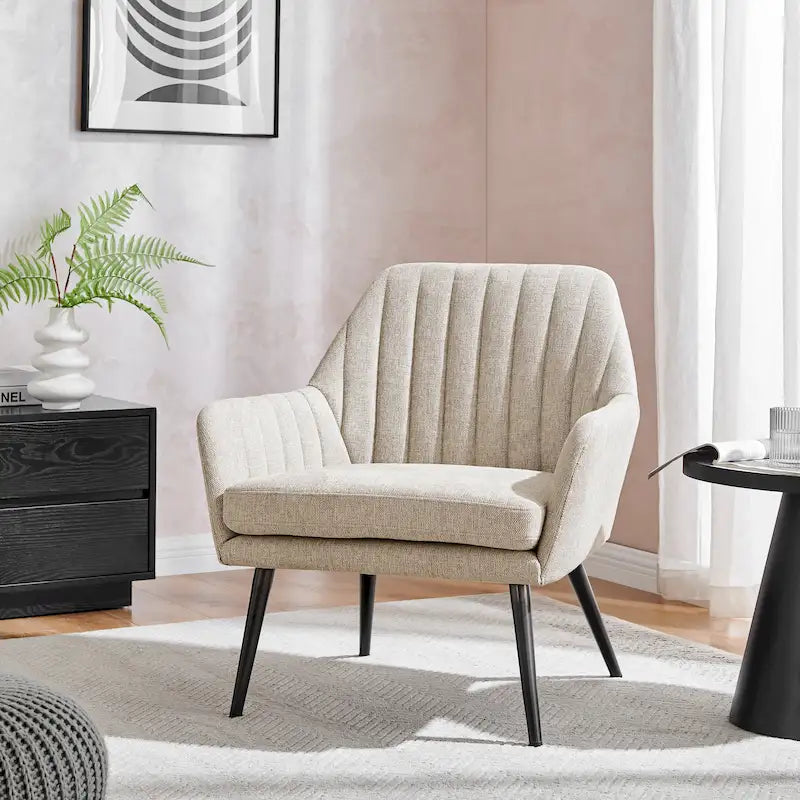 Fauteuil d'appoint en tissu – Fauteuil rembourré pour salon ou chambre à coucher
