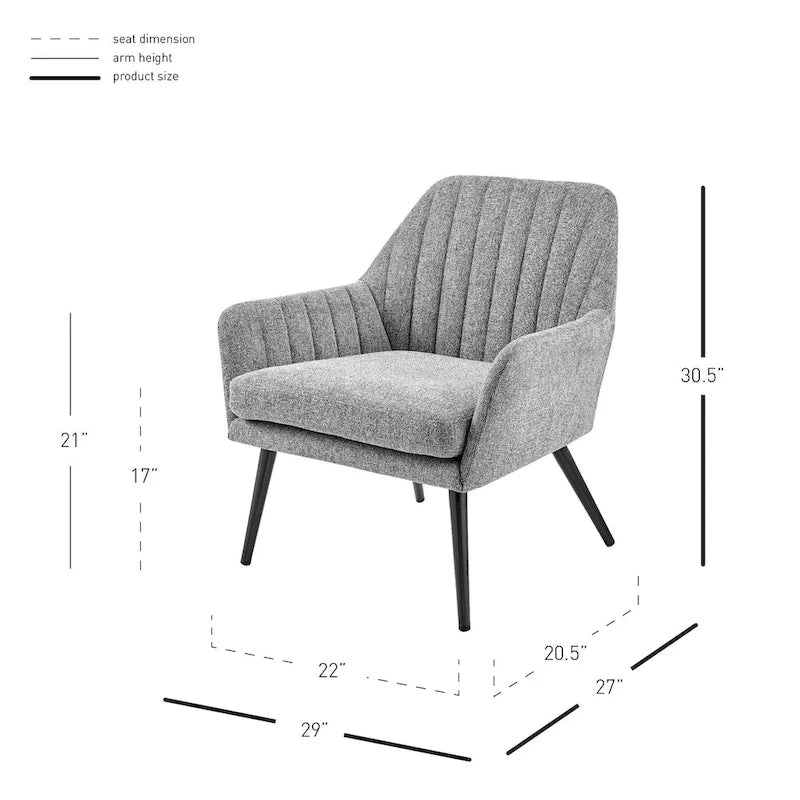 Fauteuil d'appoint en tissu – Fauteuil rembourré pour salon ou chambre à coucher
