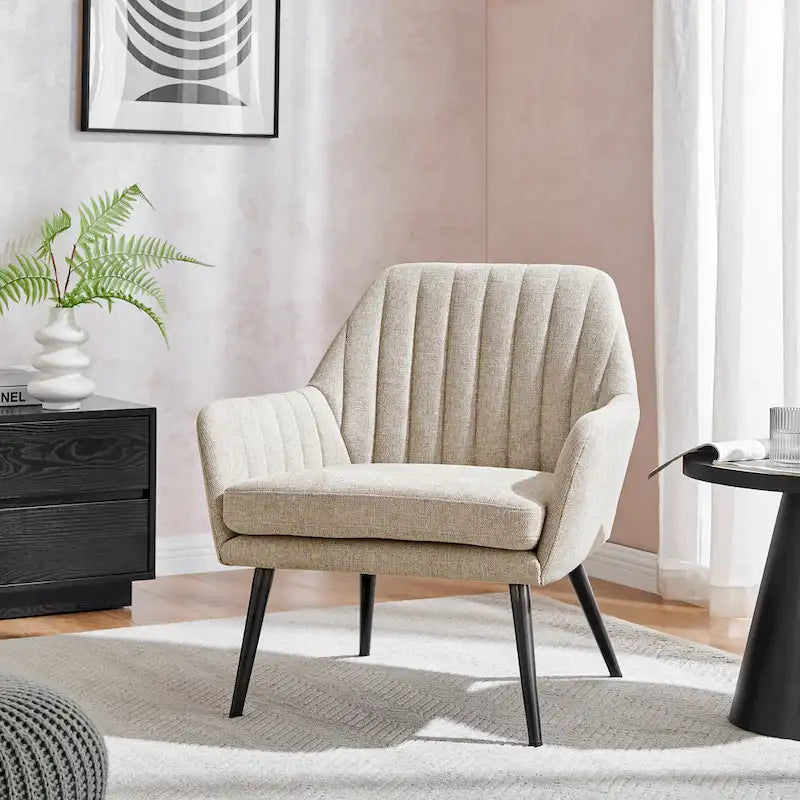Fauteuil d'appoint en tissu – Fauteuil rembourré pour salon ou chambre à coucher