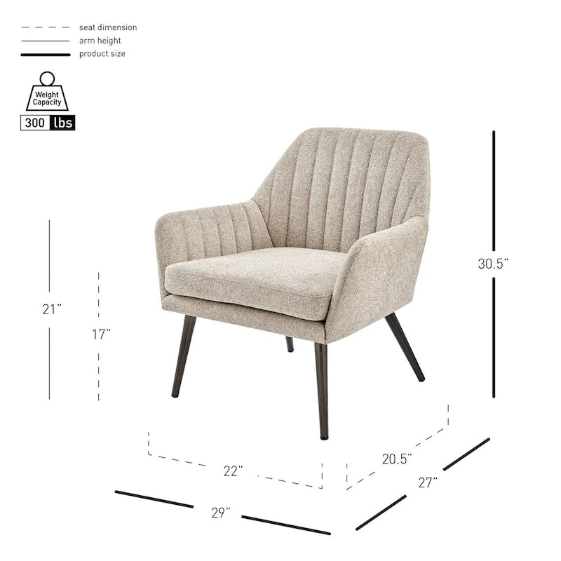 Fauteuil d'appoint en tissu – Fauteuil rembourré pour salon ou chambre à coucher