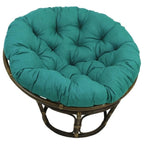 Fauteuil Papasan en rotin 42" avec coussin capitonné toutes saisons – Cadre Noyer, style Bohème