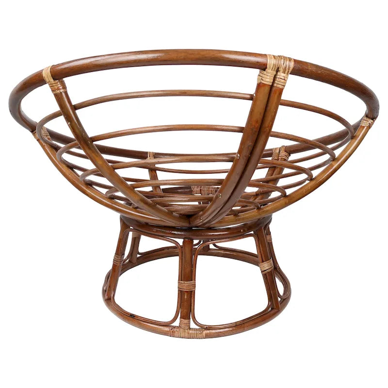 Fauteuil Papasan en rotin 42" avec coussin capitonné toutes saisons – Cadre Noyer, style Bohème