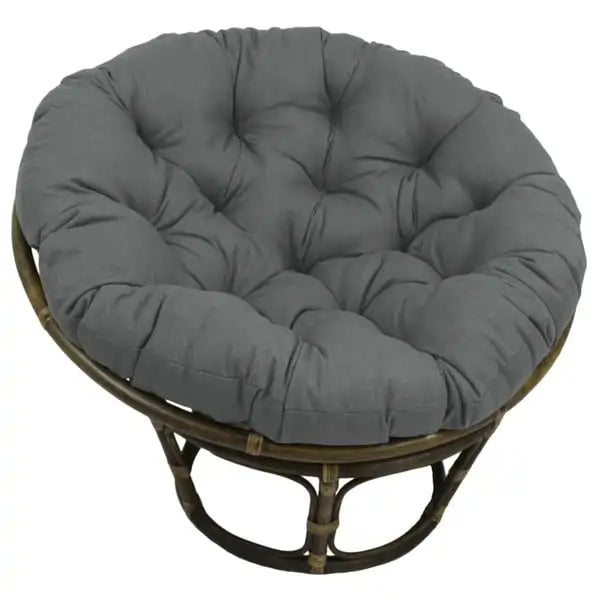 Fauteuil Papasan en rotin 42" avec coussin capitonné toutes saisons – Cadre Noyer, style Bohème