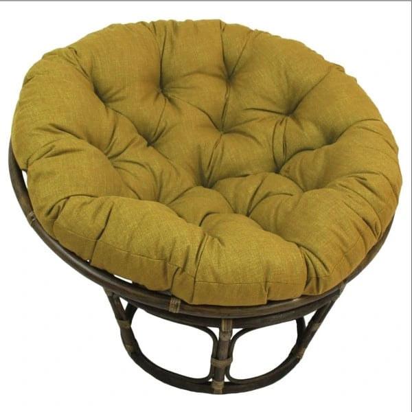 Fauteuil Papasan en rotin 42" avec coussin capitonné toutes saisons – Cadre Noyer, style Bohème