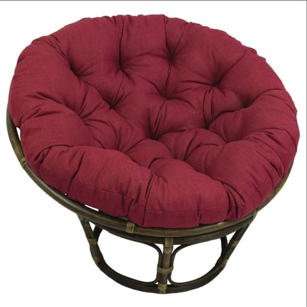 Fauteuil Papasan en rotin 42" avec coussin capitonné toutes saisons – Cadre Noyer, style Bohème