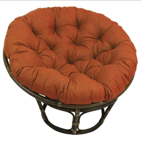 Fauteuil Papasan en rotin 42" avec coussin capitonné toutes saisons – Cadre Noyer, style Bohème