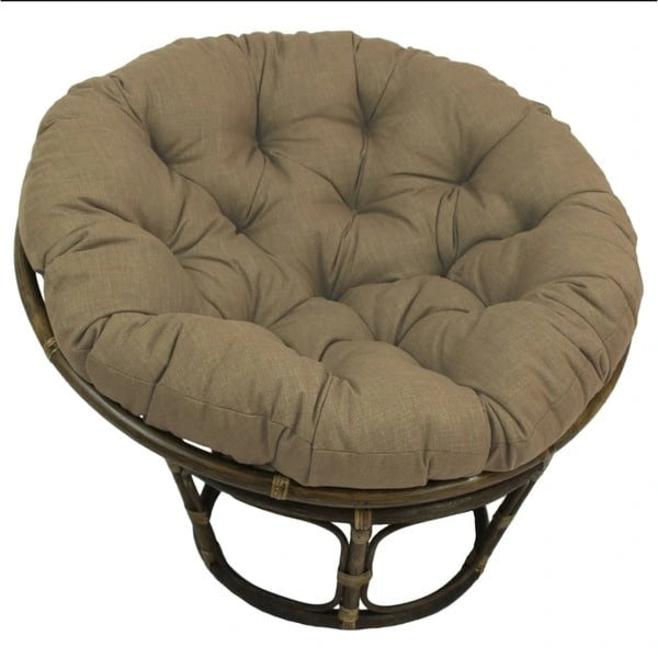 Fauteuil Papasan en rotin 42" avec coussin capitonné toutes saisons – Cadre Noyer, style Bohème