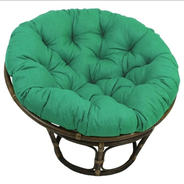 Fauteuil Papasan en rotin 42" avec coussin capitonné toutes saisons – Cadre Noyer, style Bohème