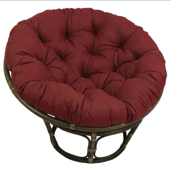 Fauteuil Papasan en rotin 42" avec coussin capitonné toutes saisons – Cadre Noyer, style Bohème