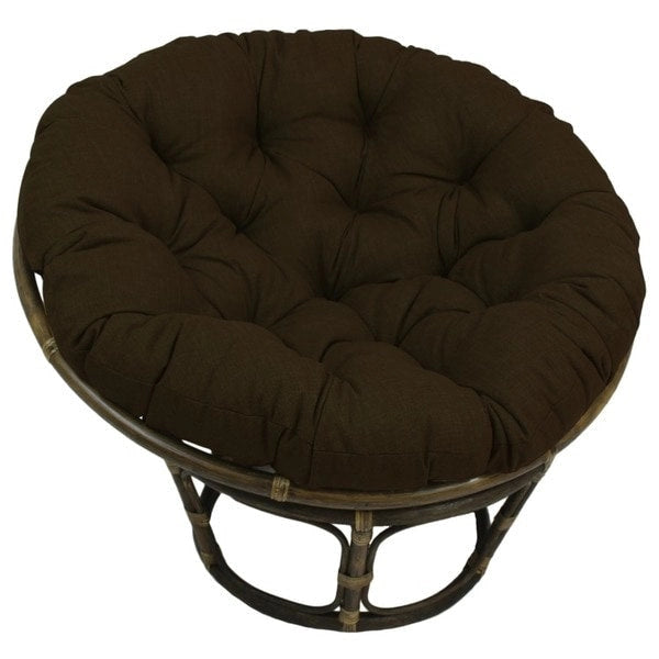 Fauteuil Papasan en rotin 42" avec coussin capitonné toutes saisons – Cadre Noyer, style Bohème