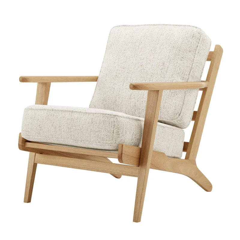 Fauteuil d'appoint Mid-Century Modern – Dossier à lattes, Structure en hêtre massif