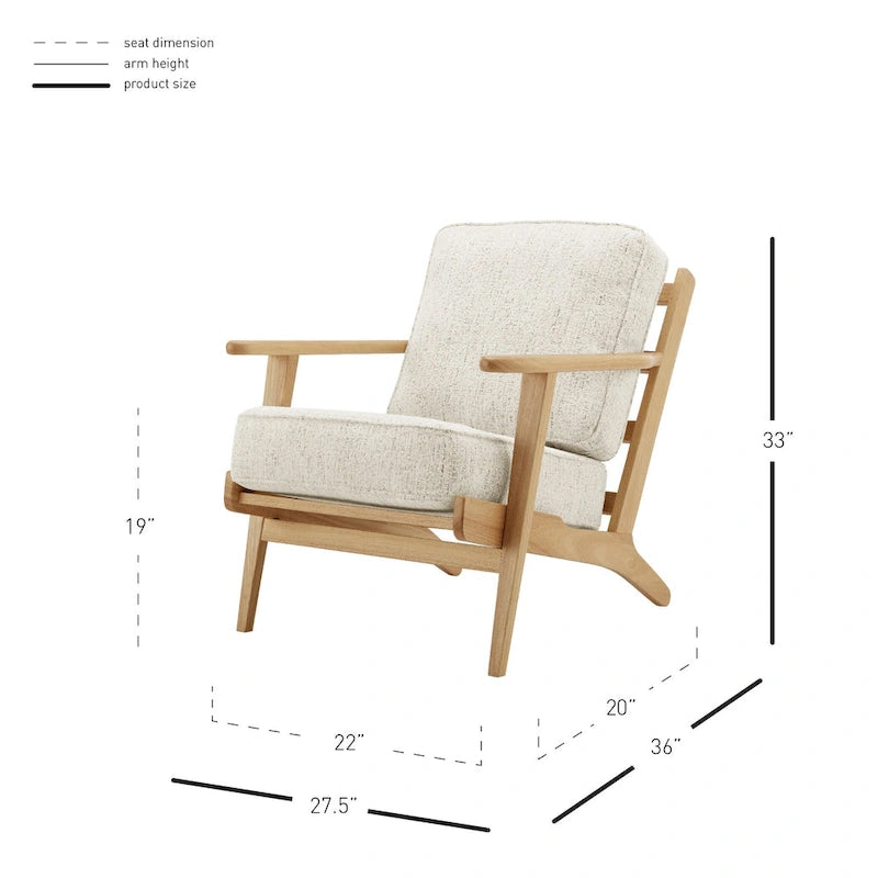 Fauteuil d'appoint Mid-Century Modern – Dossier à lattes, Structure en hêtre massif