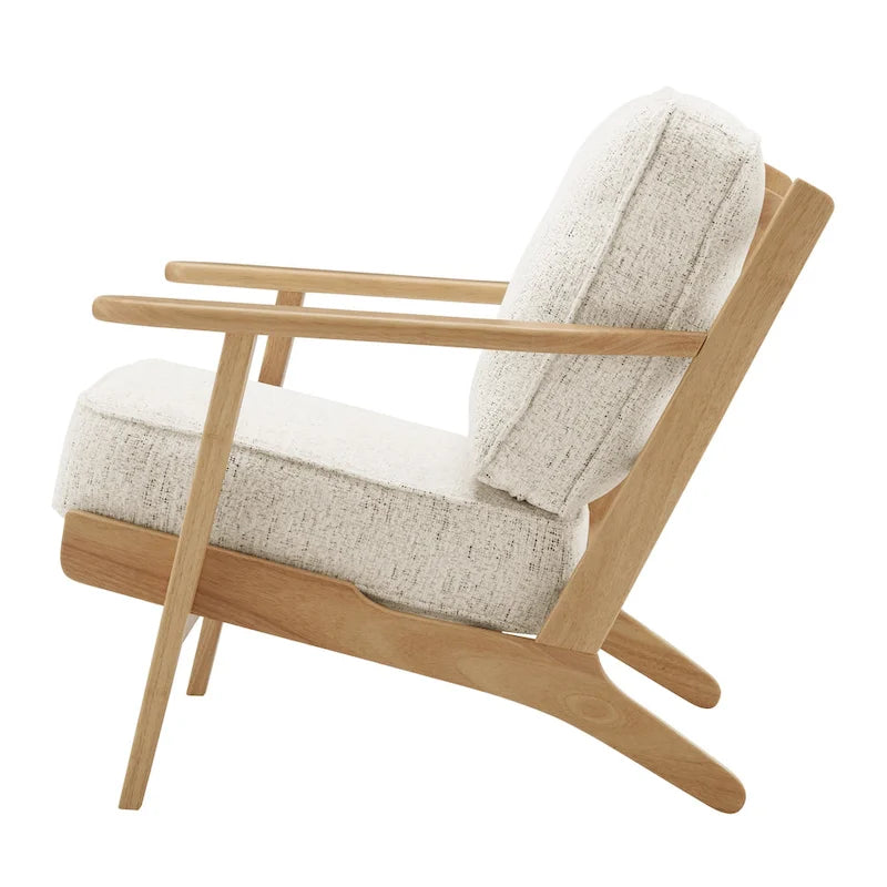 Fauteuil d'appoint Mid-Century Modern – Dossier à lattes, Structure en hêtre massif