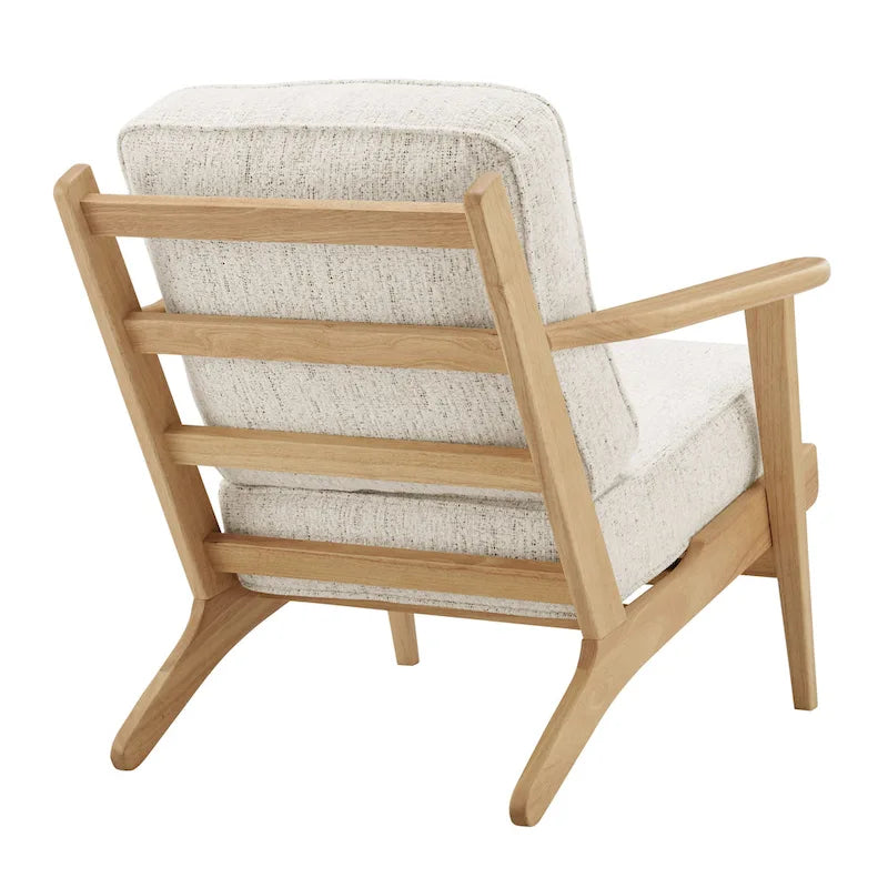 Fauteuil d'appoint Mid-Century Modern – Dossier à lattes, Structure en hêtre massif