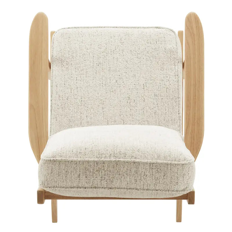 Fauteuil d'appoint Mid-Century Modern – Dossier à lattes, Structure en hêtre massif