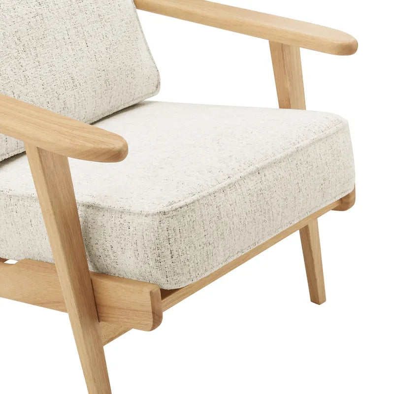 Fauteuil d'appoint Mid-Century Modern – Dossier à lattes, Structure en hêtre massif
