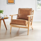 Fauteuil d'appoint Mid-Century Modern – Dossier à lattes, Structure en hêtre massif