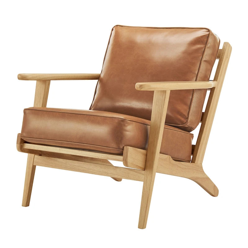 Fauteuil d'appoint Mid-Century Modern – Dossier à lattes, Structure en hêtre massif