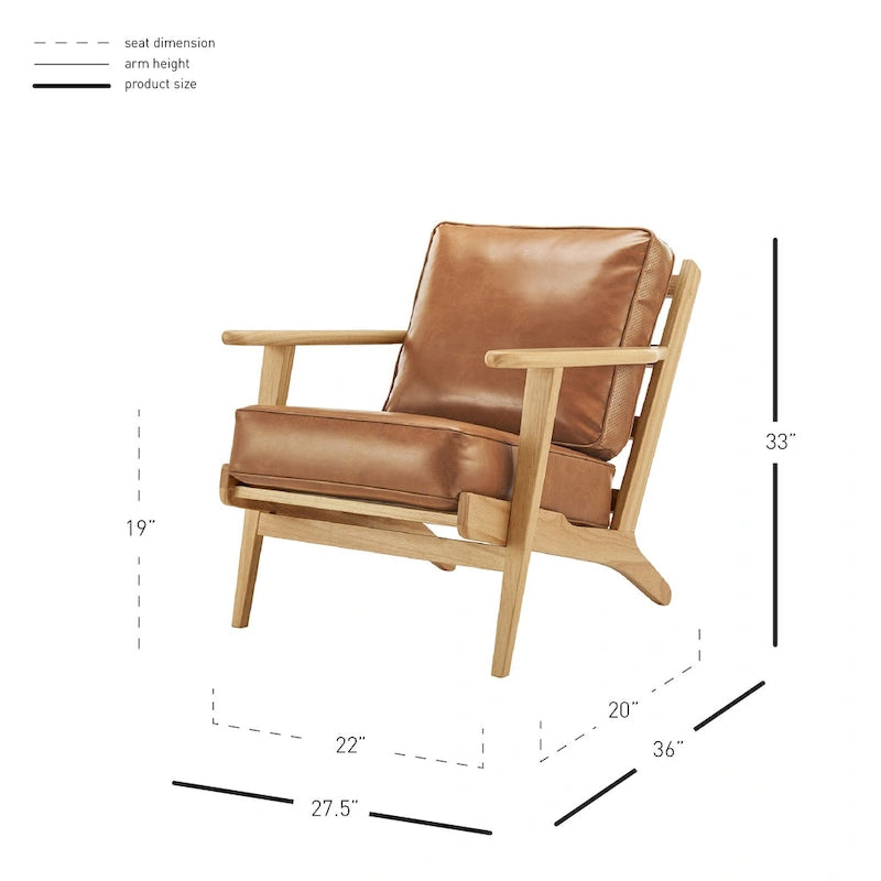 Fauteuil d'appoint Mid-Century Modern – Dossier à lattes, Structure en hêtre massif