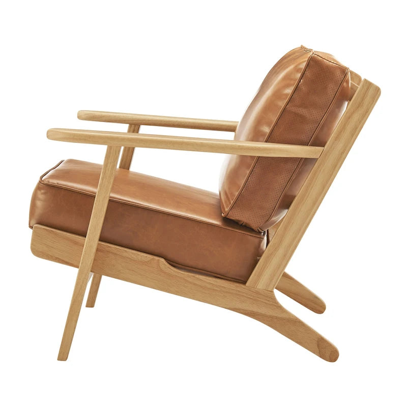 Fauteuil d'appoint Mid-Century Modern – Dossier à lattes, Structure en hêtre massif
