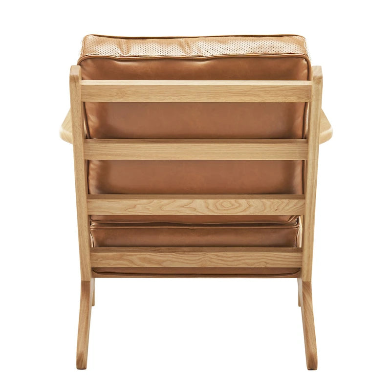 Fauteuil d'appoint Mid-Century Modern – Dossier à lattes, Structure en hêtre massif