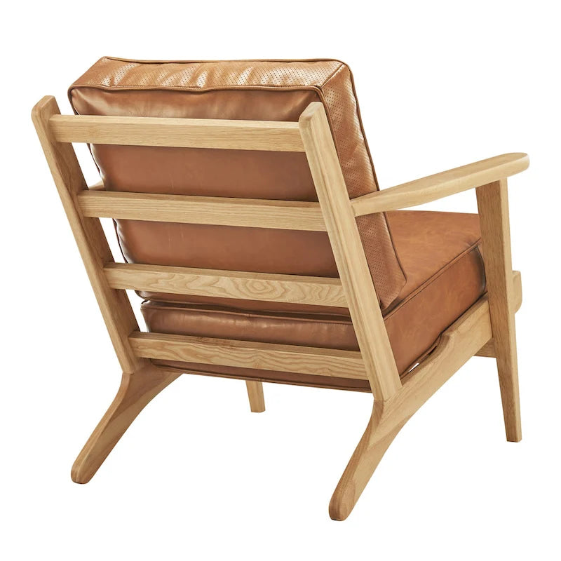 Fauteuil d'appoint Mid-Century Modern – Dossier à lattes, Structure en hêtre massif