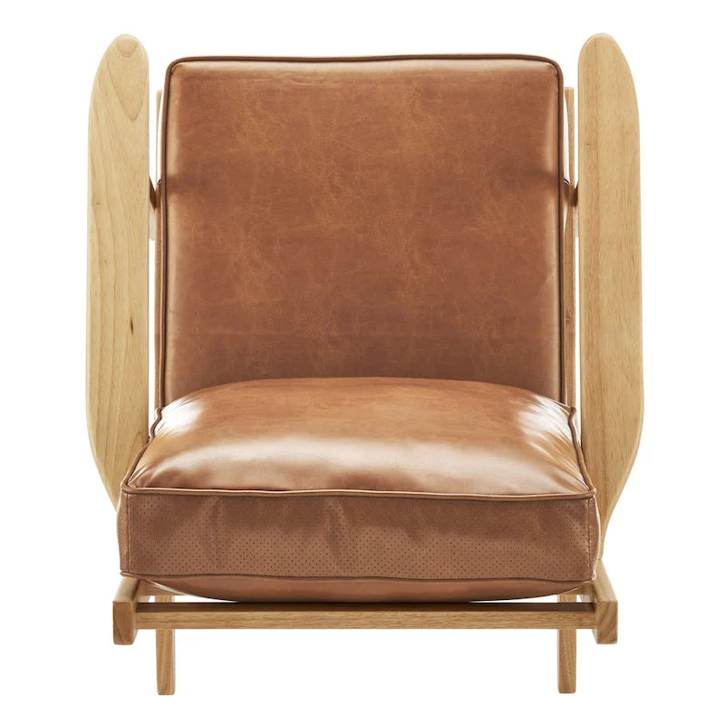 Fauteuil d'appoint Mid-Century Modern – Dossier à lattes, Structure en hêtre massif