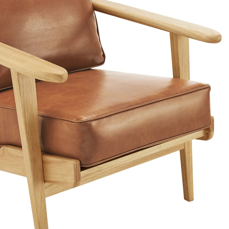 Fauteuil d'appoint Mid-Century Modern – Dossier à lattes, Structure en hêtre massif