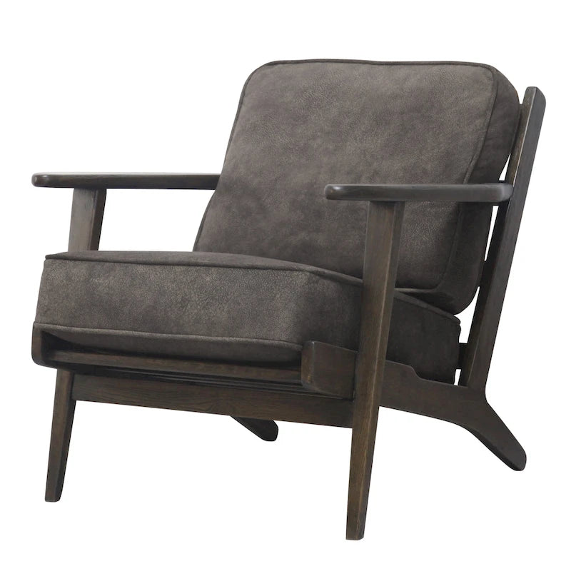 Fauteuil d'appoint Mid-Century Modern – Dossier à lattes, Structure en hêtre massif