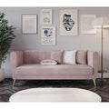 Canapé 3 places en velours à accoudoirs évasés avec 4 coussins décoratifs – Salon moderne