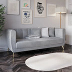 Canapé 3 places en velours à accoudoirs évasés avec 4 coussins décoratifs – Salon moderne