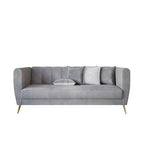 Canapé 3 places en velours à accoudoirs évasés avec 4 coussins décoratifs – Salon moderne