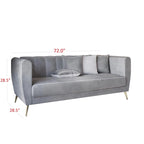 Canapé 3 places en velours à accoudoirs évasés avec 4 coussins décoratifs – Salon moderne