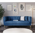 Canapé 3 places en velours à accoudoirs évasés avec 4 coussins décoratifs – Salon moderne