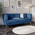 Canapé 3 places en velours à accoudoirs évasés avec 4 coussins décoratifs – Salon moderne