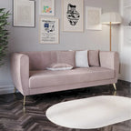 Canapé 3 places en velours à accoudoirs évasés avec 4 coussins décoratifs – Salon moderne
