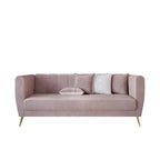 Canapé 3 places en velours à accoudoirs évasés avec 4 coussins décoratifs – Salon moderne