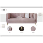 Canapé 3 places en velours à accoudoirs évasés avec 4 coussins décoratifs – Salon moderne