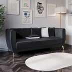 Canapé 3 places en velours à accoudoirs évasés avec 4 coussins décoratifs – Salon moderne