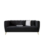 Canapé 3 places en velours à accoudoirs évasés avec 4 coussins décoratifs – Salon moderne