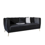 Canapé 3 places en velours à accoudoirs évasés avec 4 coussins décoratifs – Salon moderne