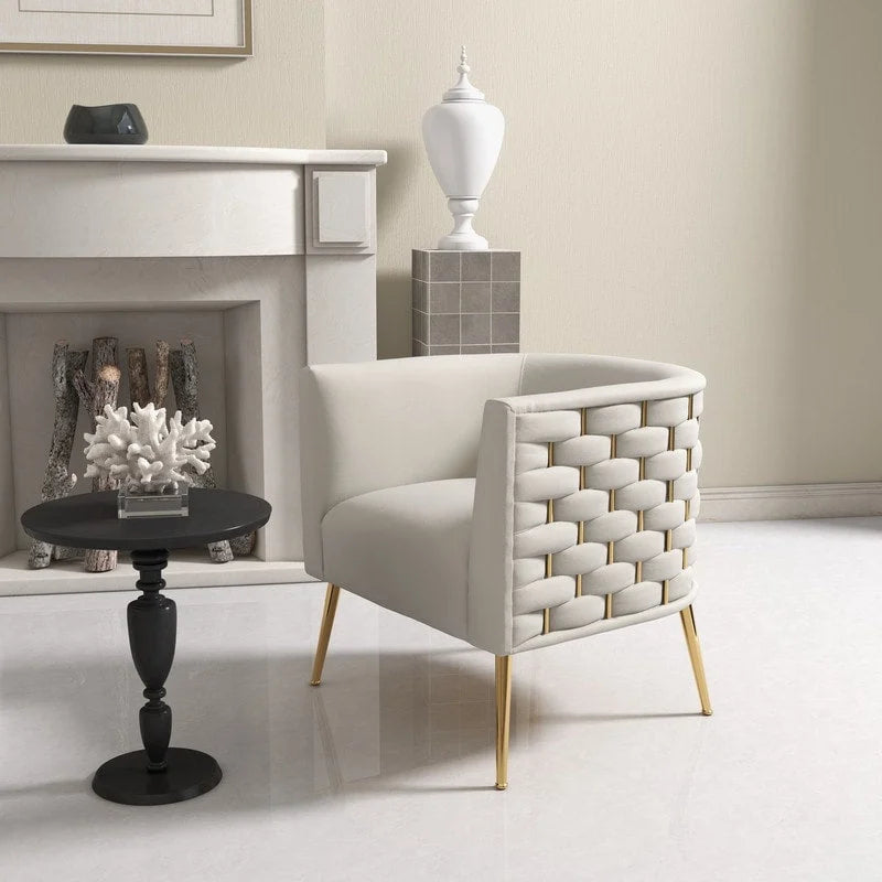 Fauteuil d'appoint rond en velours de style Mid-Century Modern – Pieds dorés, 4 coloris, capacité de 113 kg