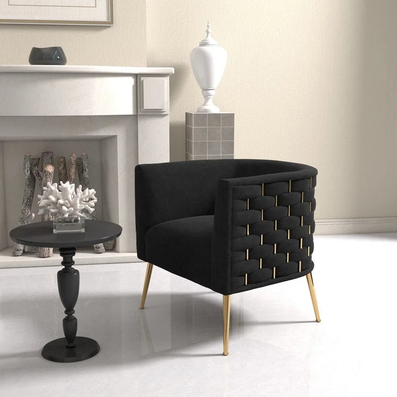 Fauteuil d'appoint rond en velours de style Mid-Century Modern – Pieds dorés, 4 coloris, capacité de 113 kg