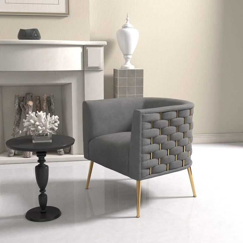 Fauteuil d'appoint rond en velours de style Mid-Century Modern – Pieds dorés, 4 coloris, capacité de 113 kg