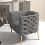 Fauteuil d'appoint rond en velours de style Mid-Century Modern – Pieds dorés, 4 coloris, capacité de 113 kg