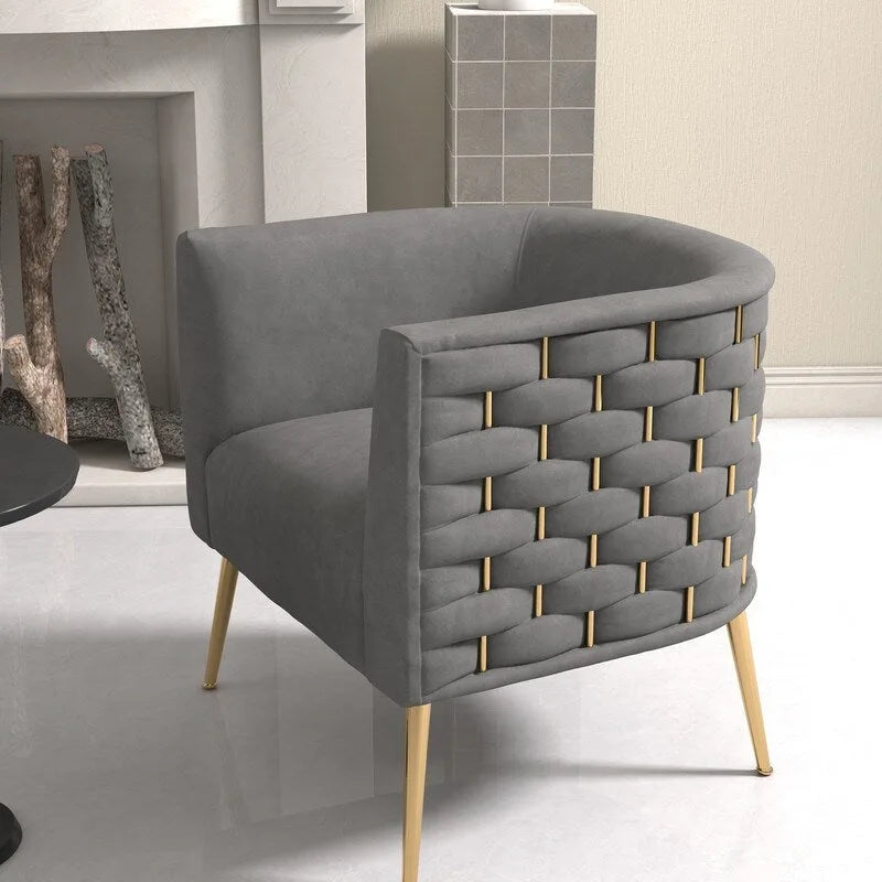 Fauteuil d'appoint rond en velours de style Mid-Century Modern – Pieds dorés, 4 coloris, capacité de 113 kg